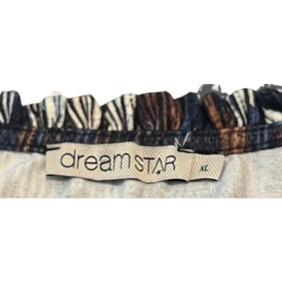 DREAMSTAR LONG SLEEVE V-NECK TOP, WOMENS, XL, NAVY BLUE BROWN WHITE ABSTRACT - Picture 10 of 11